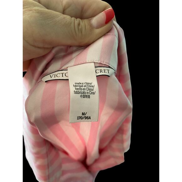NWOT Victoria’s Secret pink striped satin sleep top Medium - Picture 5 of 5